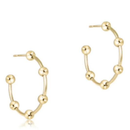 Beaded Simplicity 1" Post Hoop - 4mm Gold