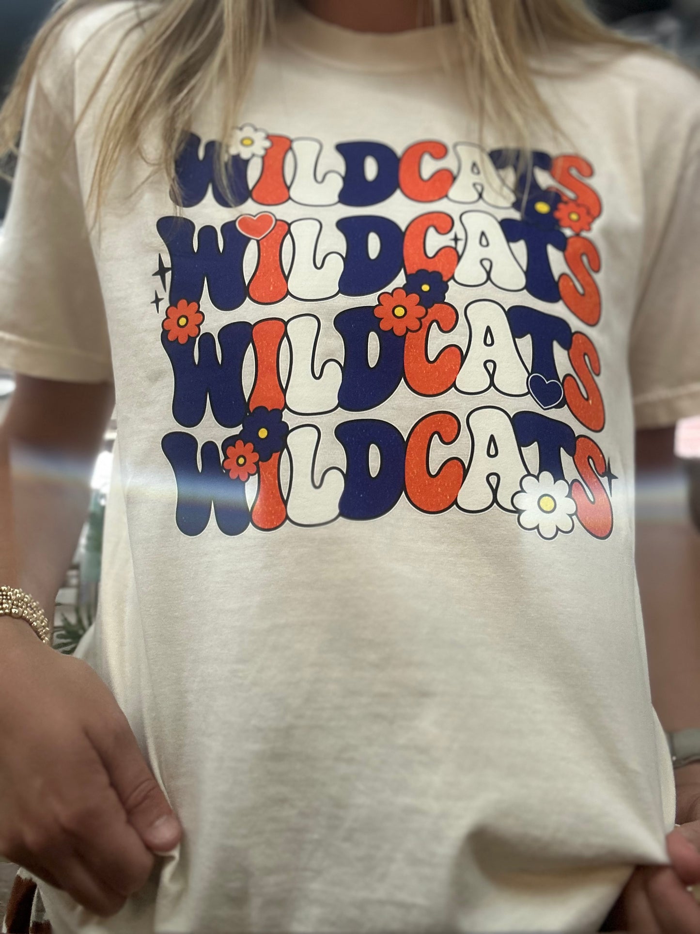 Wildcats Retro Orange & Blue Stacked T-Shirt