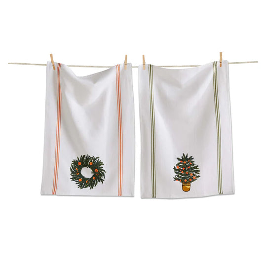 Citrus Tree And Wreath Dish Towel Set Of 2