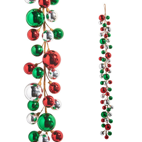 Red, Green, and Silver Ball Garland
