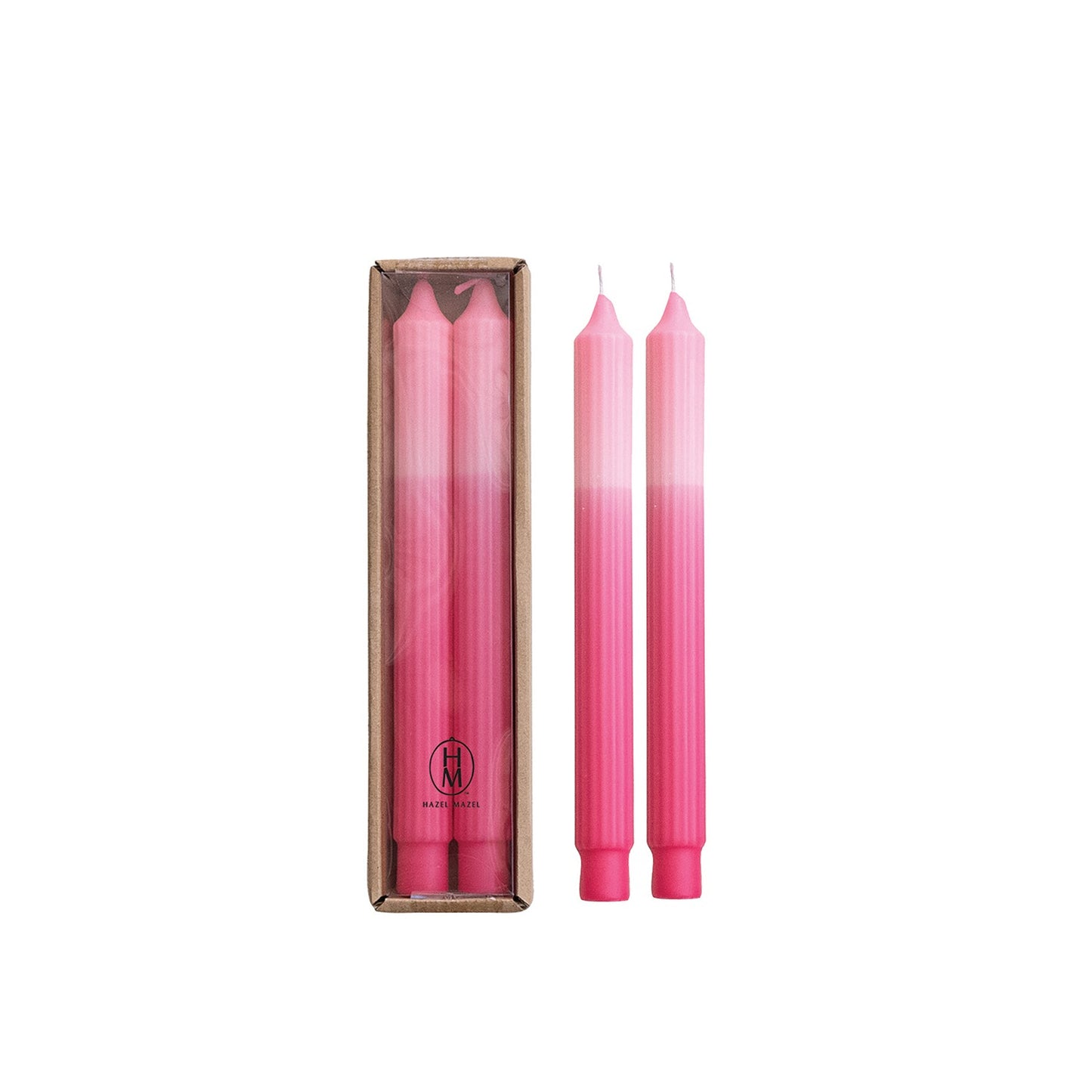 2 Tone Pleated Taper Candles, Pink