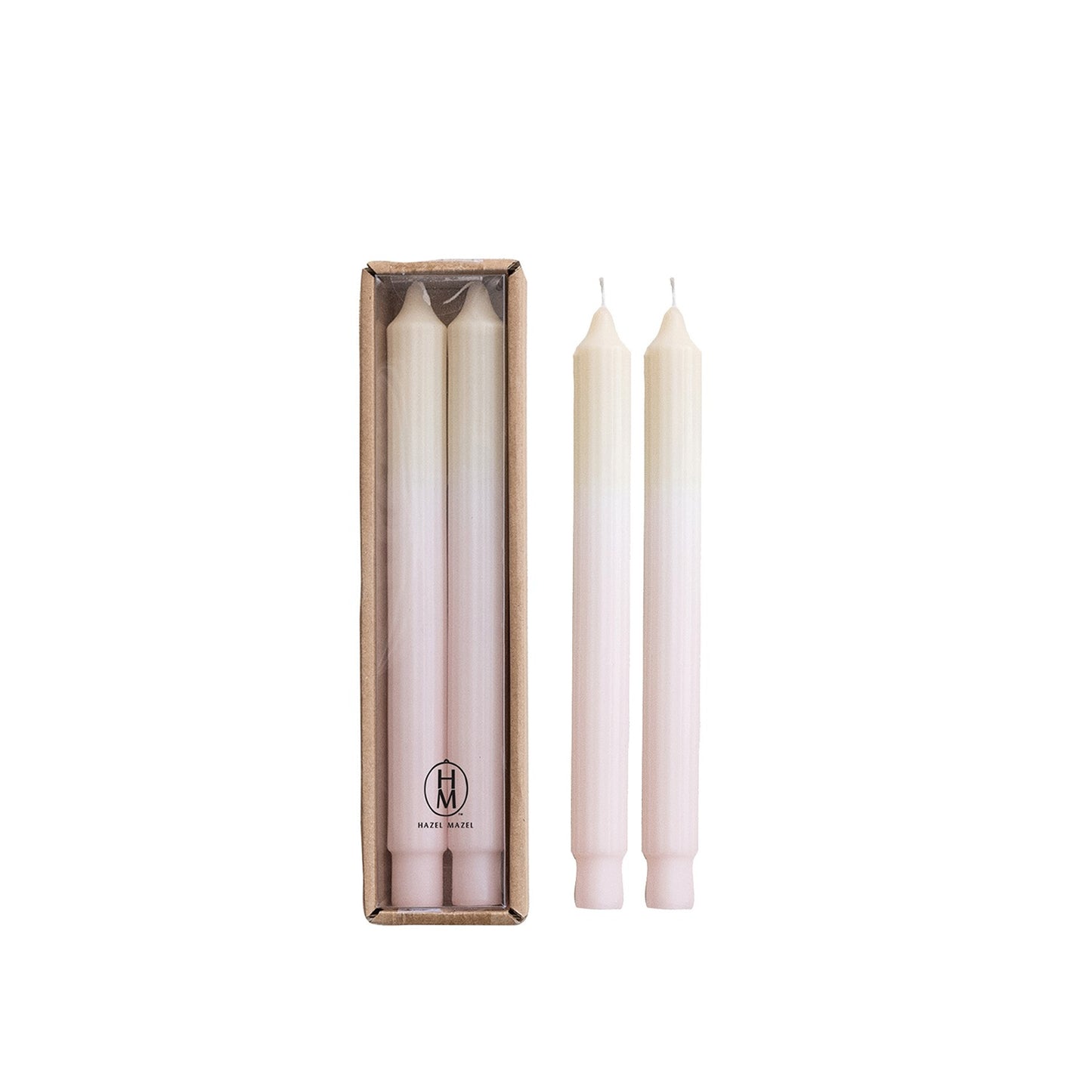 Ivory & Light Pink 2-Tone Pleated Taper Candles