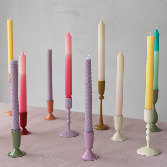 Enamled Metal Taper Holder, 6 Colors