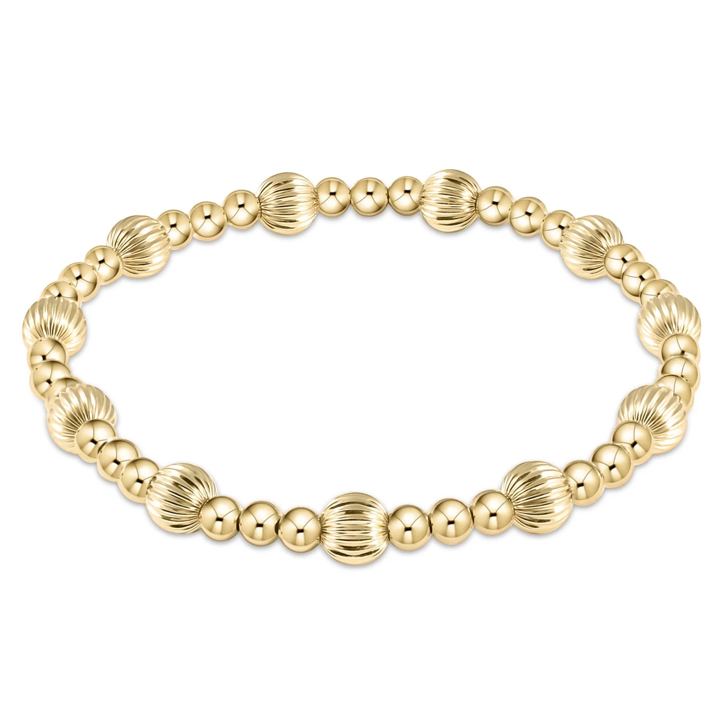 Dignity Sincerity Pattern 6mm Bead Bracelet- Gold