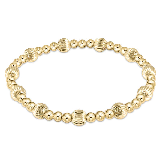 Dignity Sincerity Pattern 6mm Bead Bracelet- Gold