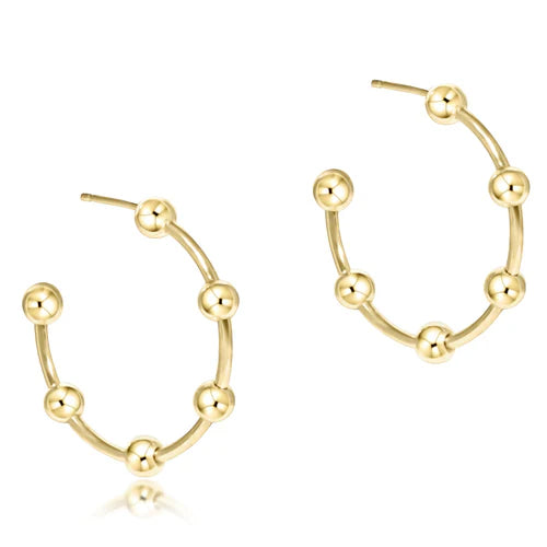 Beaded Simplicity 1" Post Hoop - 4mm Gold