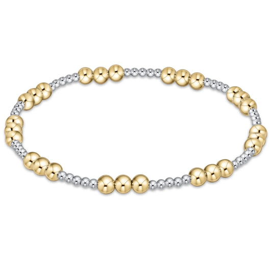 Classic Joy Pattern 4mm Bead Bracelet- Mixed Metal