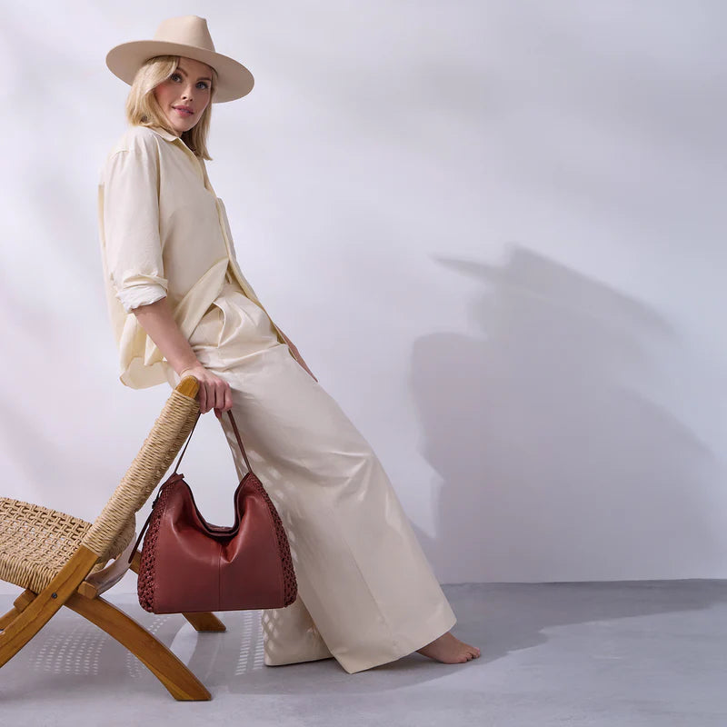Hazel Hobo In Woven Leather