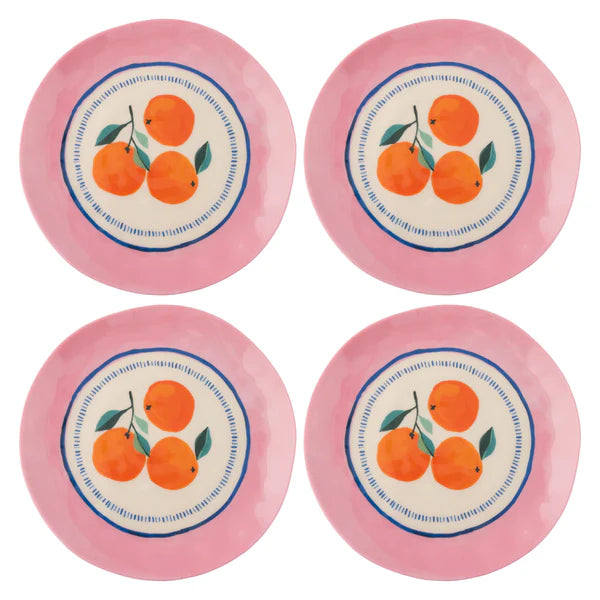 Oranges Melamine Salad Plates S/4
