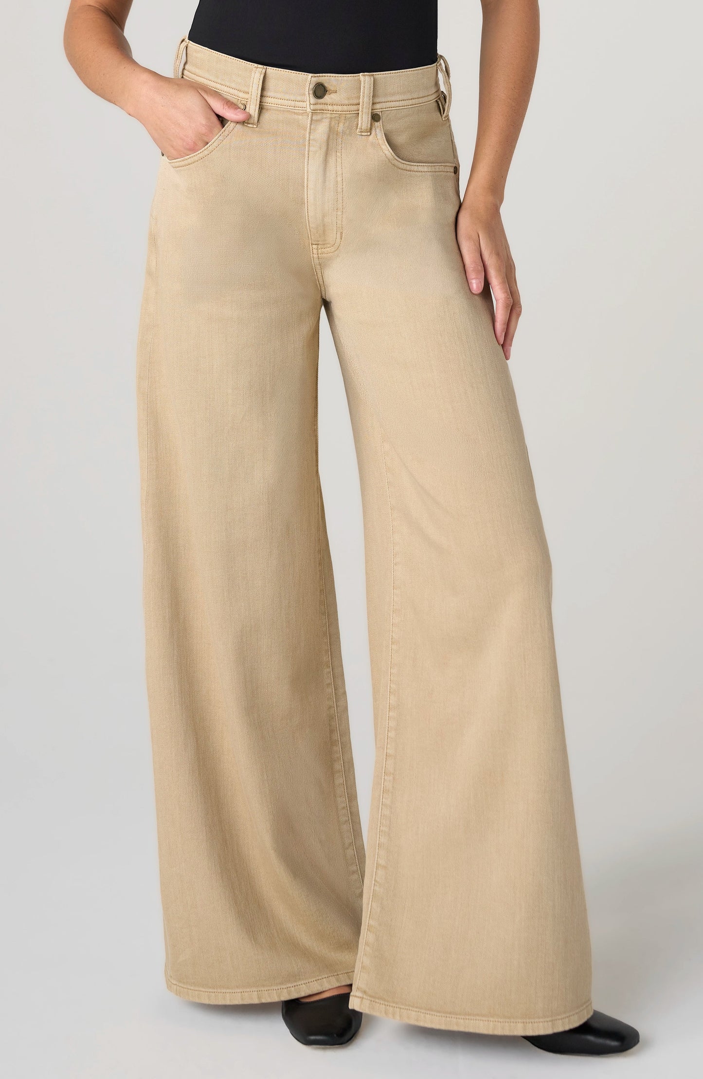 Kit High Rise Wide Leg Jeans - Light Khaki