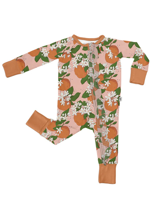 LS Zip Up PJ- Orange Blossoms