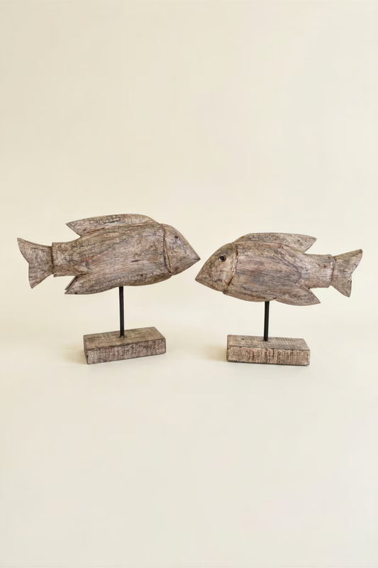 Recycled Wood Fish on Stands