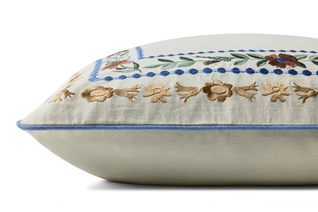 Aster Border Ivory Pillow