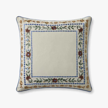 Aster Border Ivory Pillow