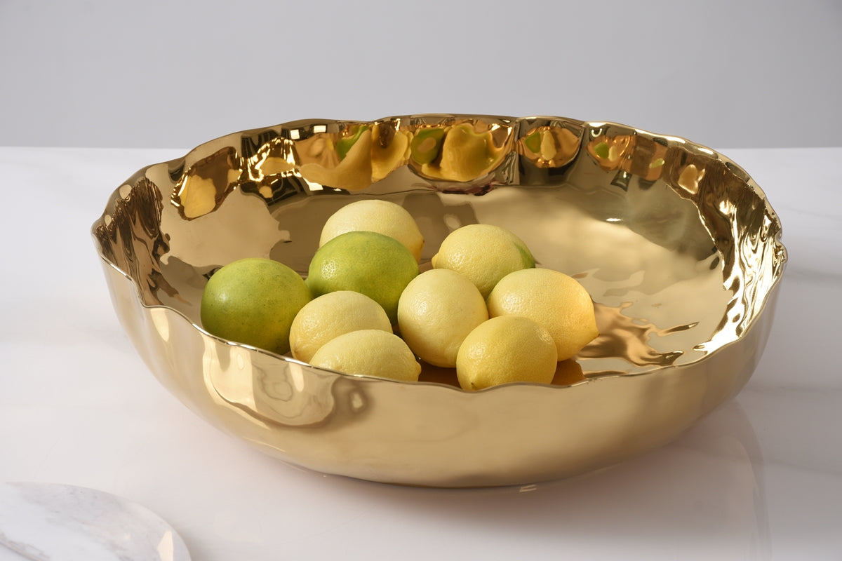 Extra Large Shallow Bowl - Portofino Gold