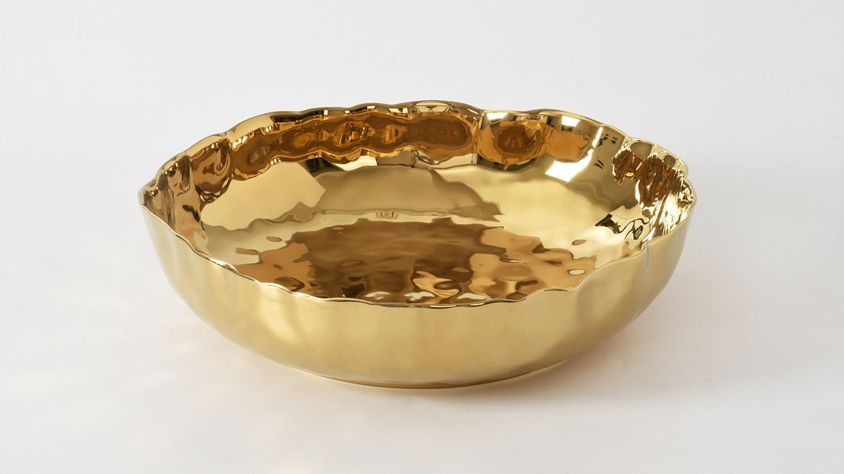 Extra Large Shallow Bowl - Portofino Gold