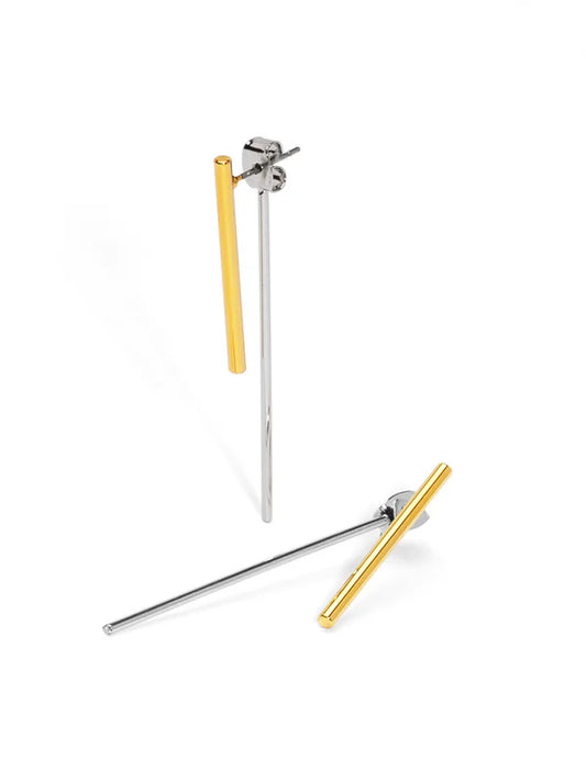 Two Tone Bar Drop Earring