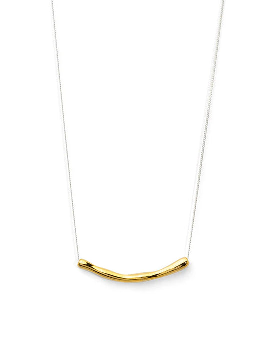 Curved Bar Pendant Necklace-gold/rhodium