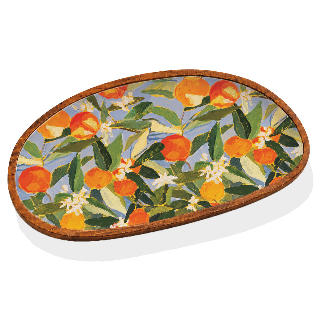 Sunny Oranges Wooden Large Platter