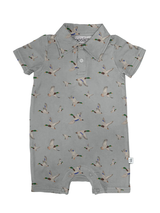 SS Polo Romper- Mallards