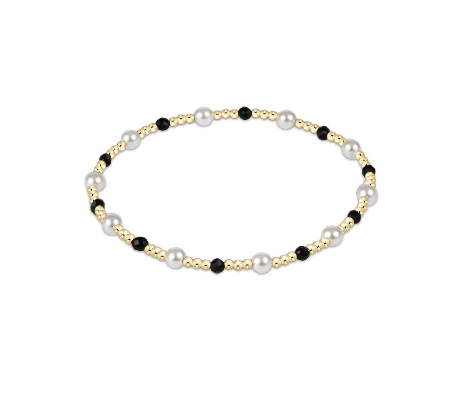 Pearl Sincerity Pattern 4mm Bead Bracelet- Faceted Onyx