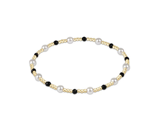 Pearl Sincerity Pattern 4mm Bead Bracelet- Faceted Onyx