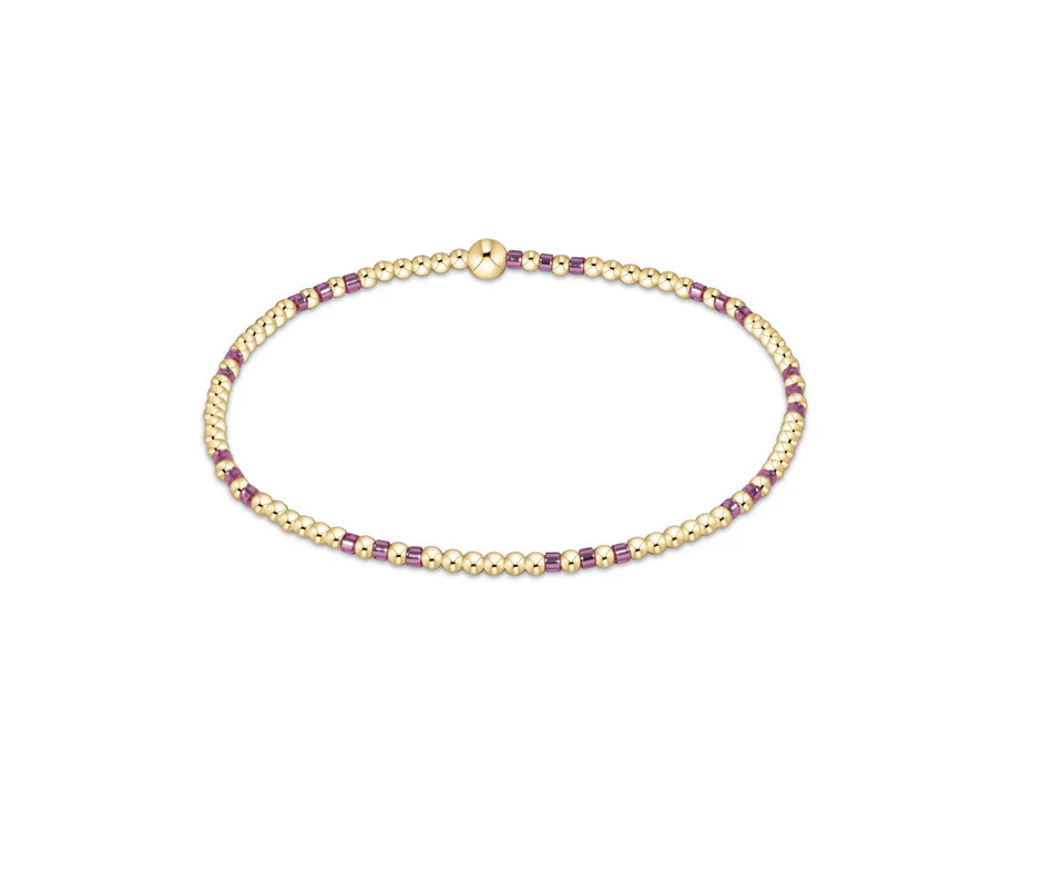 Hope Joy Pattern 2mm Bead Bracelet- Pink Metallic