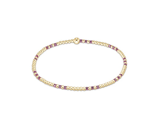 Hope Joy Pattern 2mm Bead Bracelet- Pink Metallic