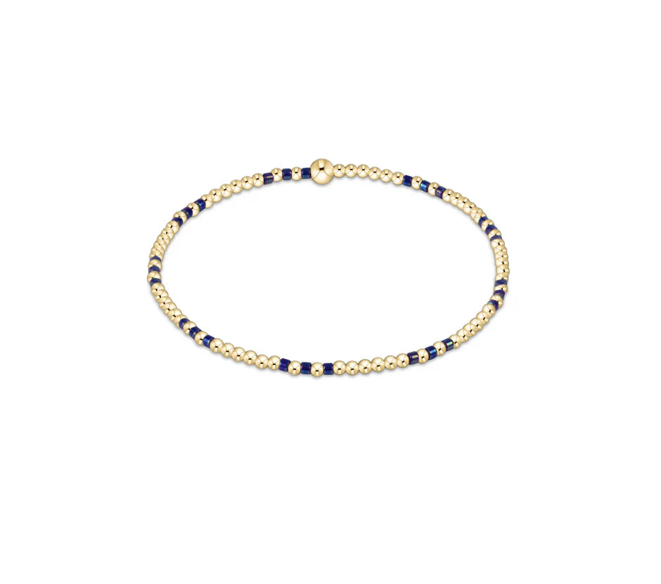 Hope Joy Pattern 2mm Bead Bracelet-Blue Metallic