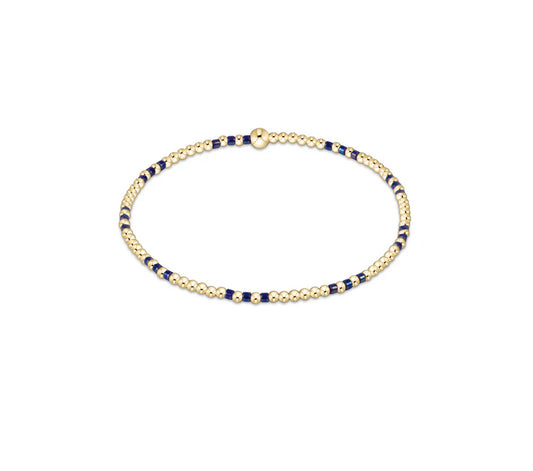 Hope Joy Pattern 2mm Bead Bracelet-Blue Metallic