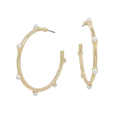 Travis Earring - Gold Pearl