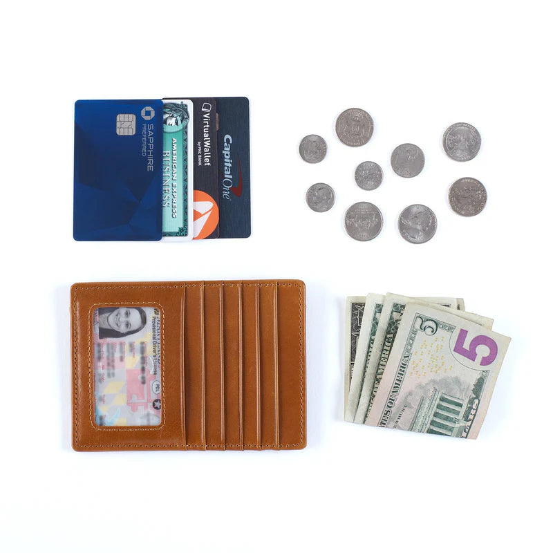 Euro Slide Card Case In Polished Leather