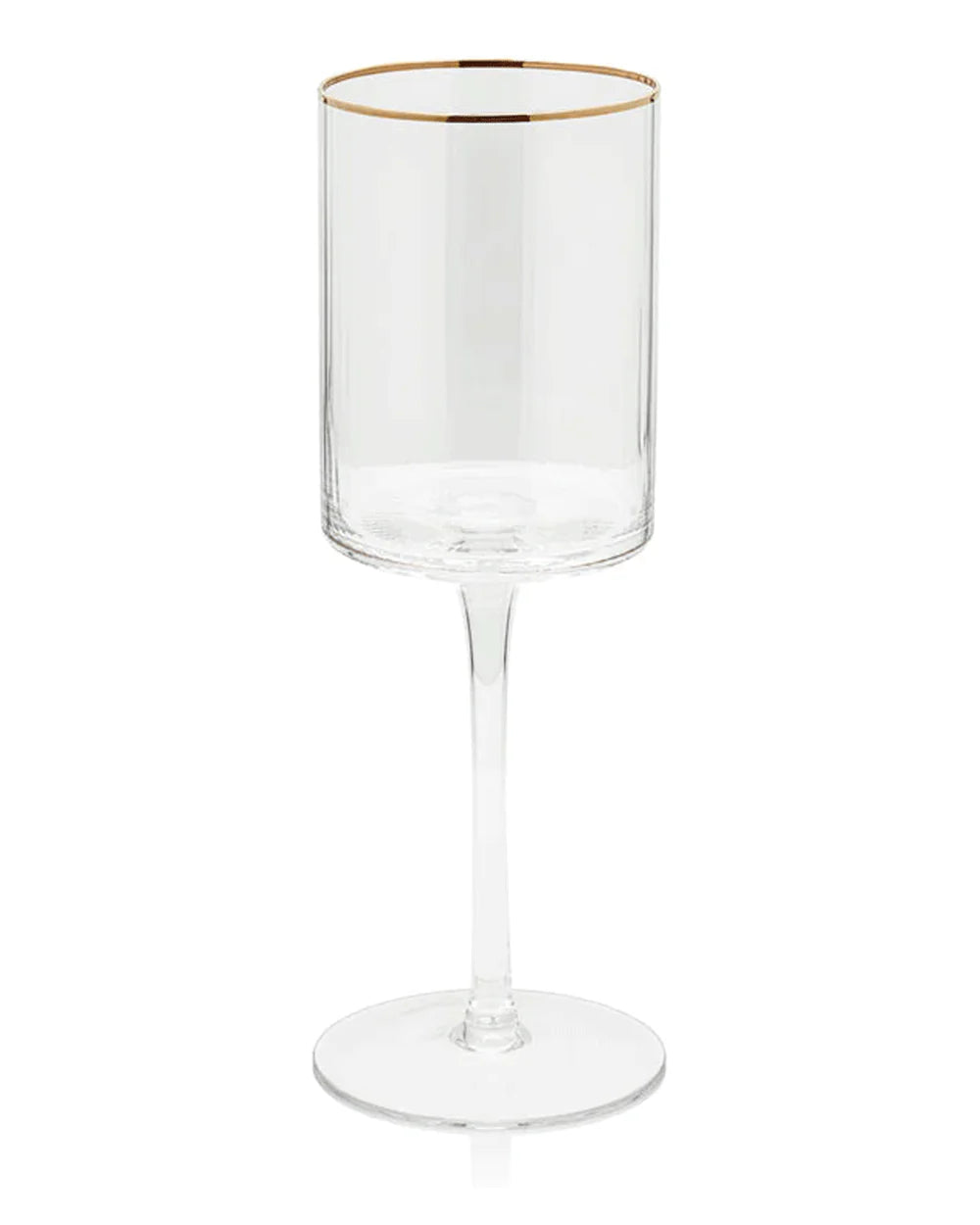 Optic White Wine Glass Clear W/Gold Rim