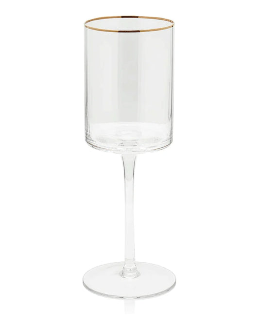 Optic White Wine Glass Clear W/Gold Rim