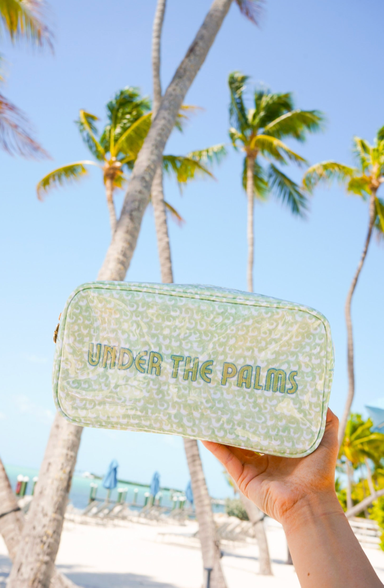 Green Scallops Under the Palms Large Clear Coat Bag