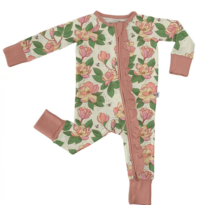 Magnolias Long Sleeve Zip Pajamas
