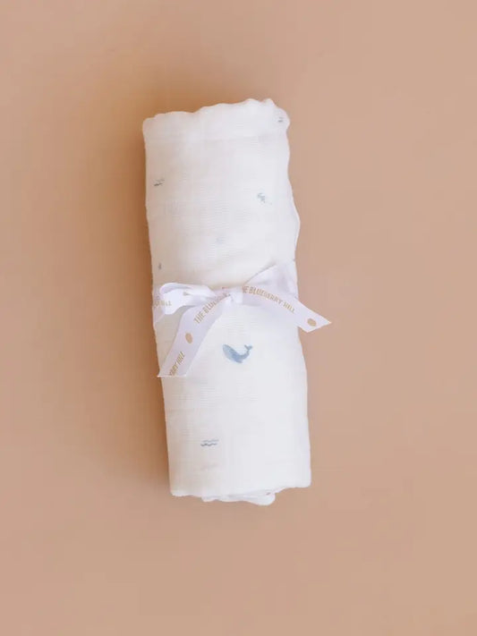 Organic Muslin Swaddle Nautical Ocean