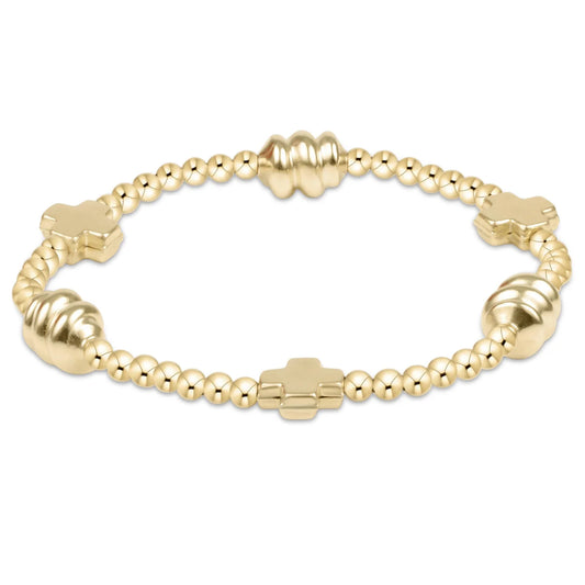 Signature Cross Admire Gold Pattern 3mm Bead Bracelet-Gold