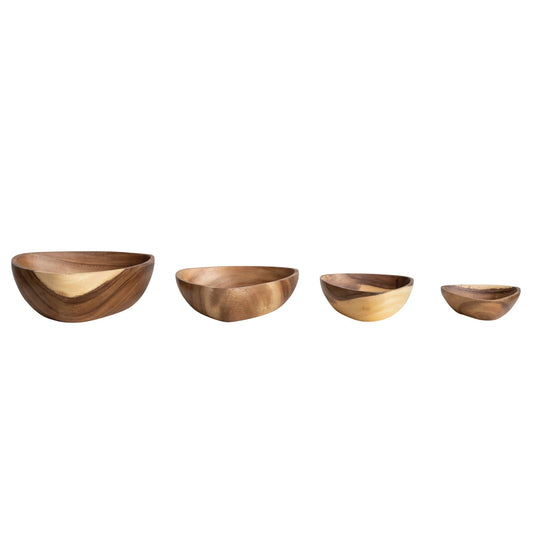 Acacia Wood Bowls, Natural, Set of 4