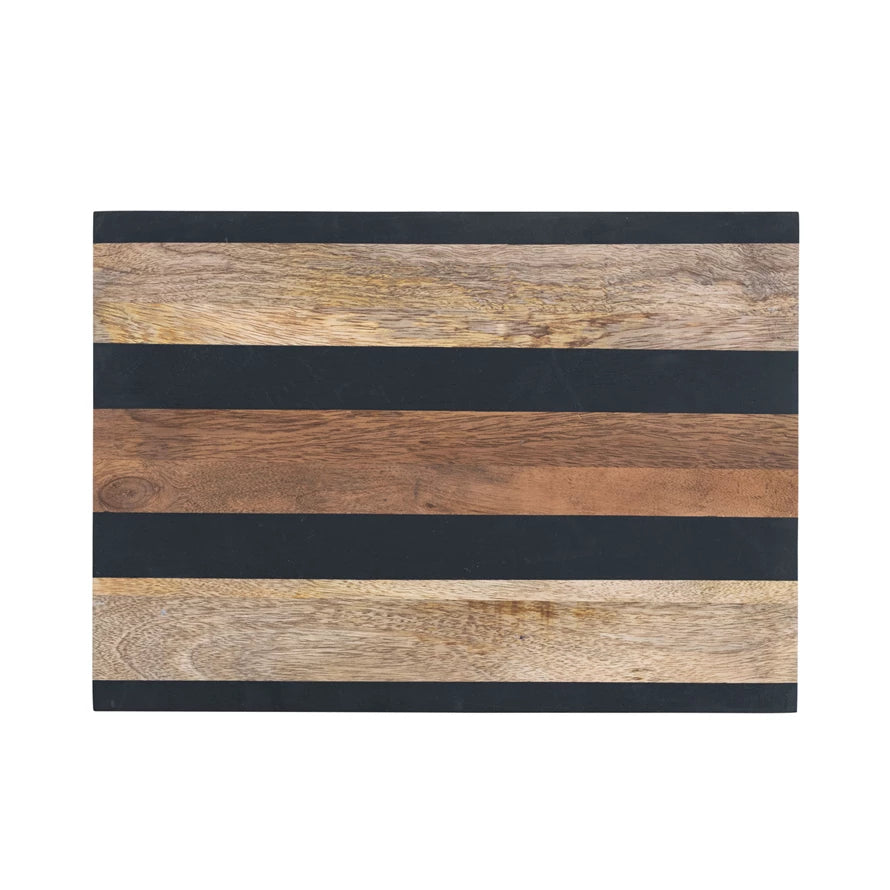 Mango Wood Cheese/Cutting Board w/Stripes