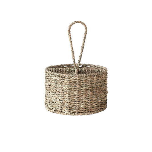 Hand-Woven Seagrass Caddy w/ 4 Sections, Natural