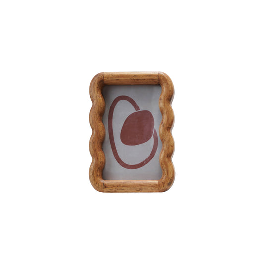 Rubberwood Scalloped Photo Frame, Natural (Holds 4" x 6" Photo)