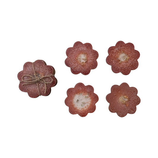 Flower Shaped Coasters with Gold Foil, Set of 4