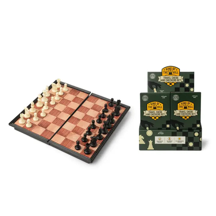 Bunk House King of the Hill Magnetic Travel Chess & Checkers Set