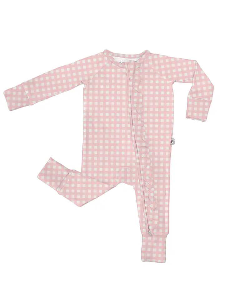 Longsleeve Zip Pajama Gingham in Cottage