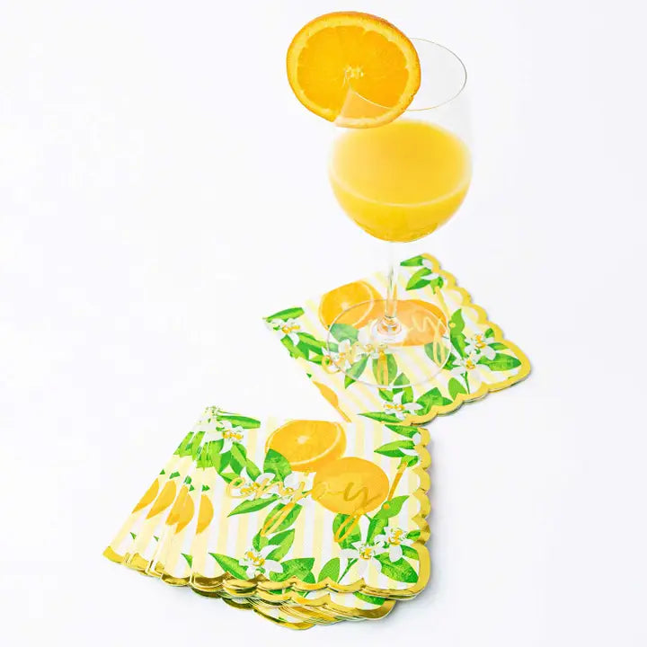 Orange Blossom Paper Beverage Napkin Packs