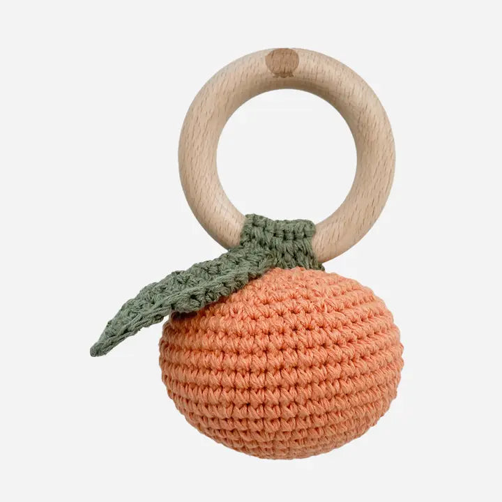 Orange Fruit Cotton Crochet Rattle