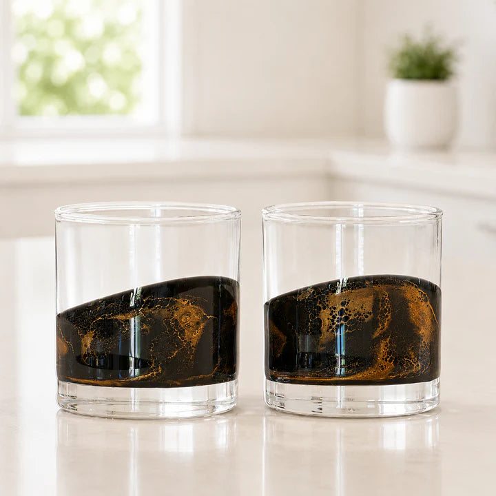 Resin Coated Old Fashioned Whisky Glasses