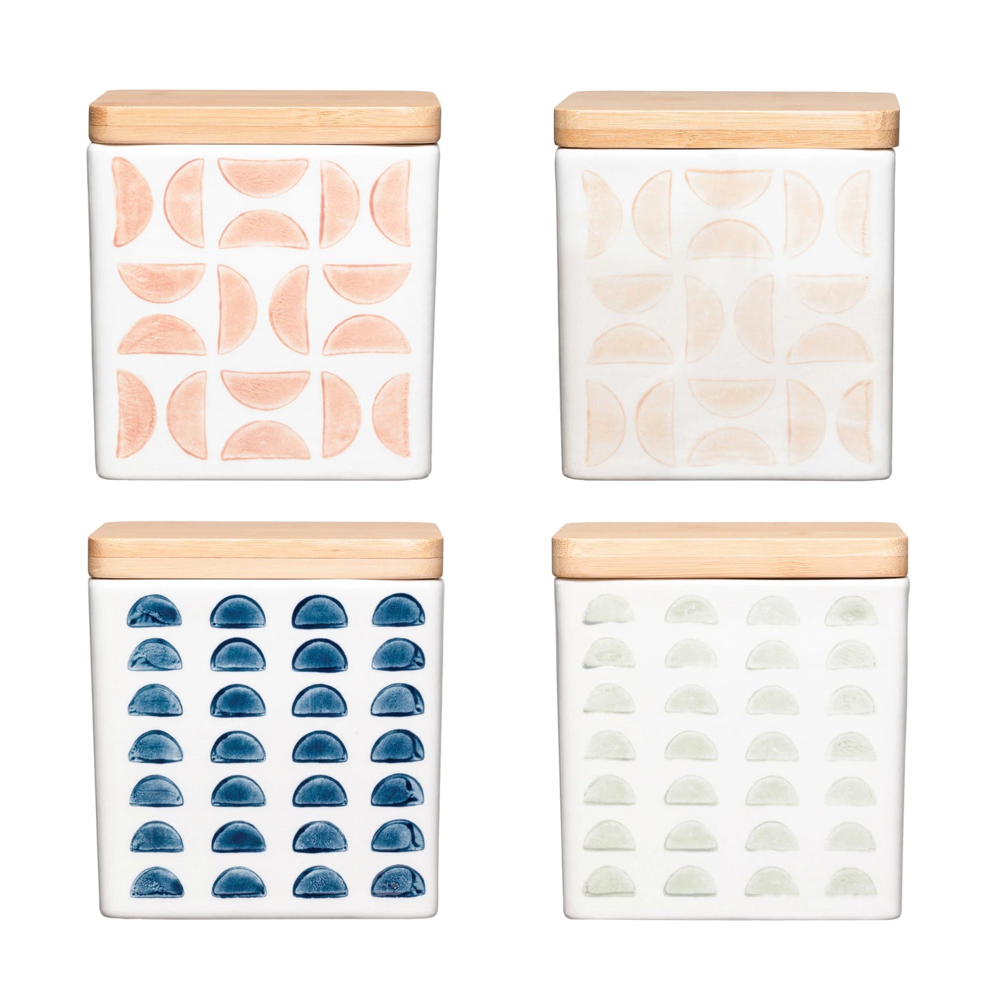 Hand-Stamped Stoneware Canister