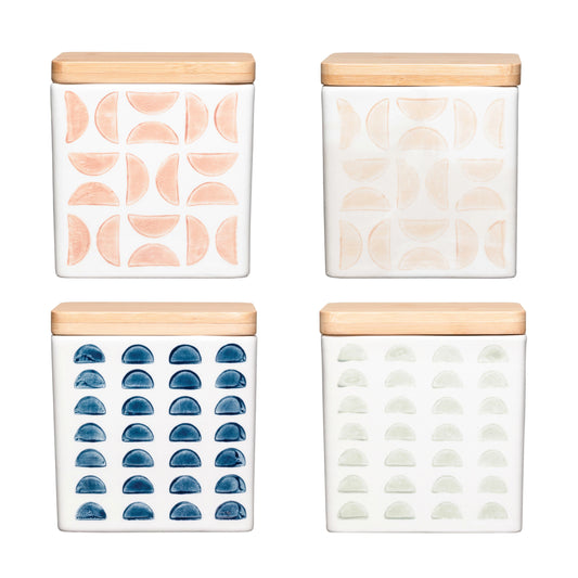 Hand-Stamped Stoneware Canister